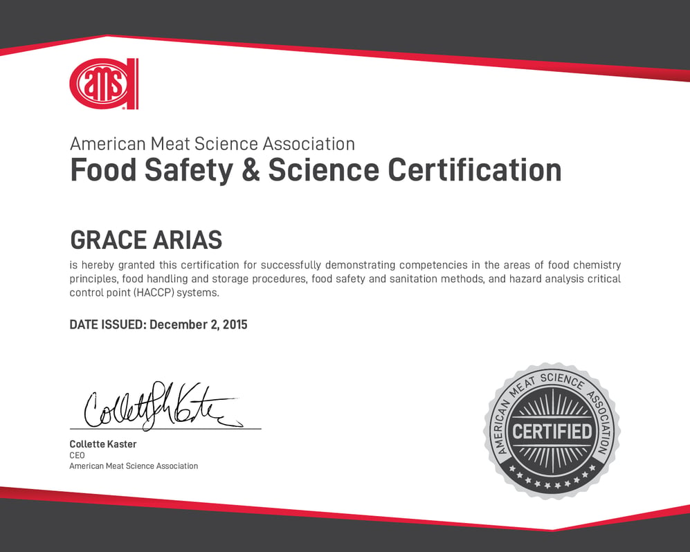 AMSA Food Safety & Science Certification